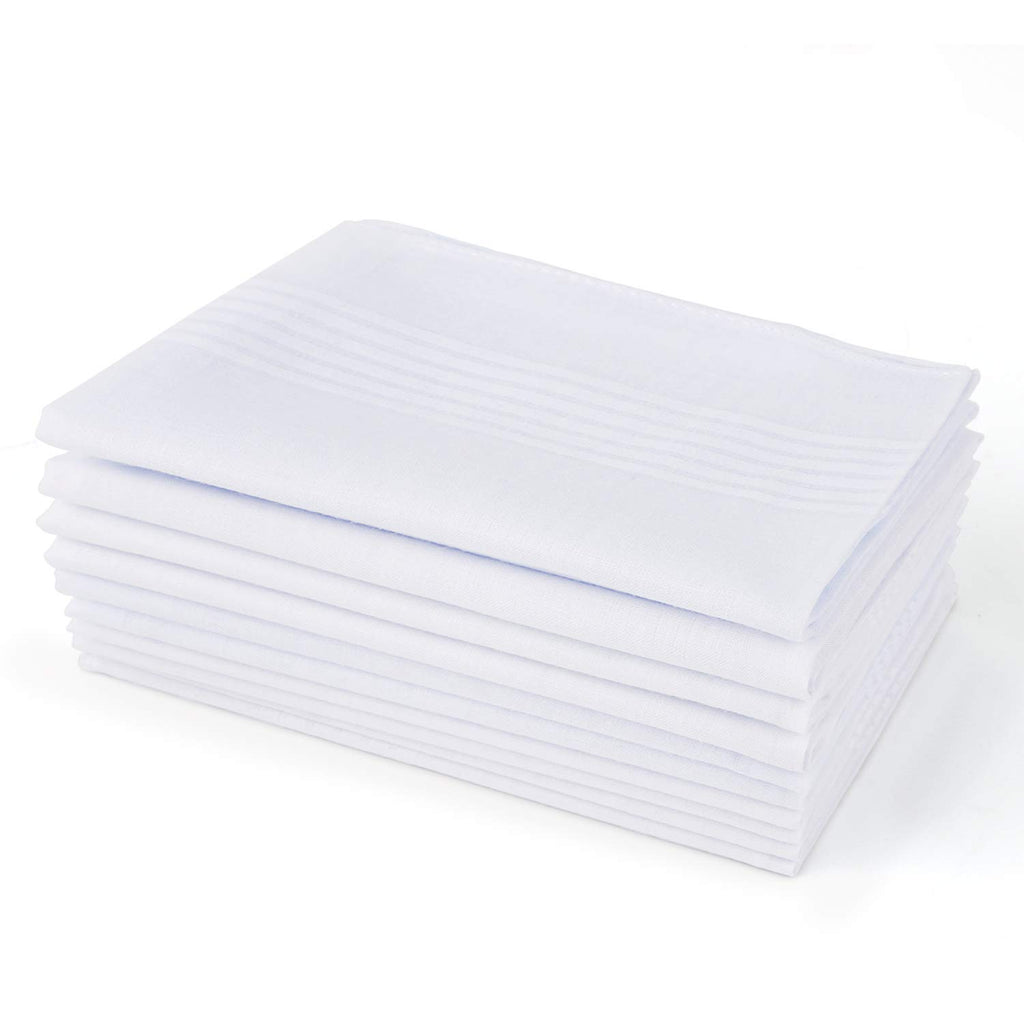 Scotamalone Men's Handkerchiefs 100% Soft Cotton White Hankie Hankerchieves
