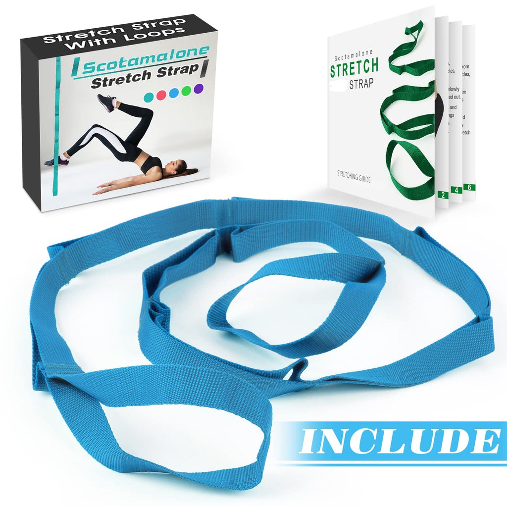 Scotamalone Stretching Strap Yoga Strap Physical Therapy for Home Workout, Exercise, Pilates and Gymnastics, 10 Loops Non-Elastic Stretch Bands with Aesthetic Packaging for Women & Men