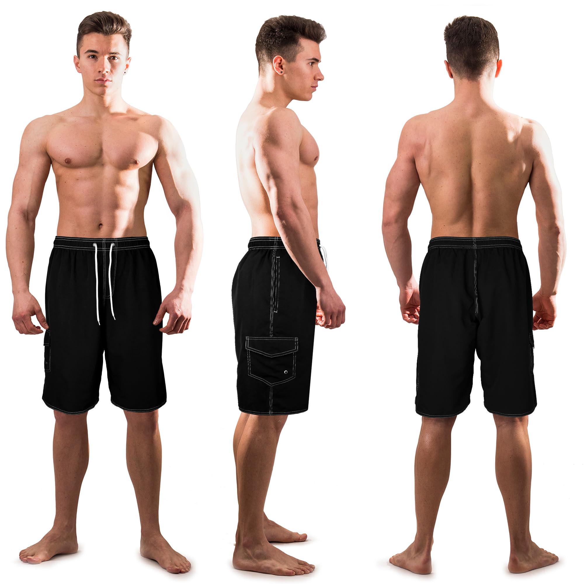 Scotamalone Mens Swim Trunks Swimming Trunks Swim Shorts Swimsuit Trunks Swimwear Quick Dry with Mesh Lining Bathing Suits Black