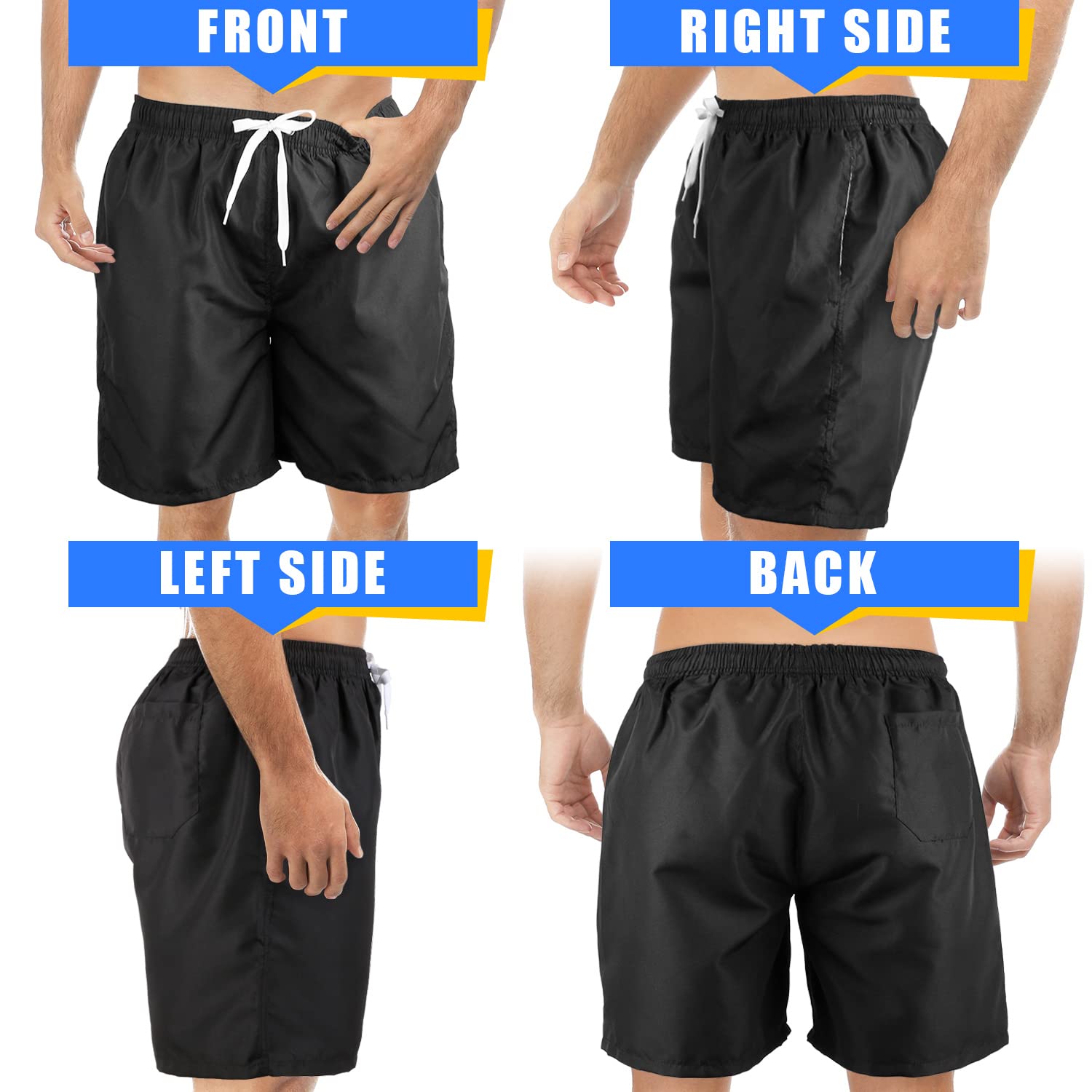 Scotamalone Mens Swim Trunks Board Shorts Swimwear Bathing Suits Quick Dry for Beach,Travel,Vacation,Swimming, Surfing,Casual Black
