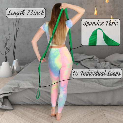 2 Pack Stretching Strap Stretch Band Yoga Strap Physical Therapy Rehab Multi-Loop Strap Nonelastic Exercise Strap for Pilates, Dance and Gymnastics with Instructional Guide