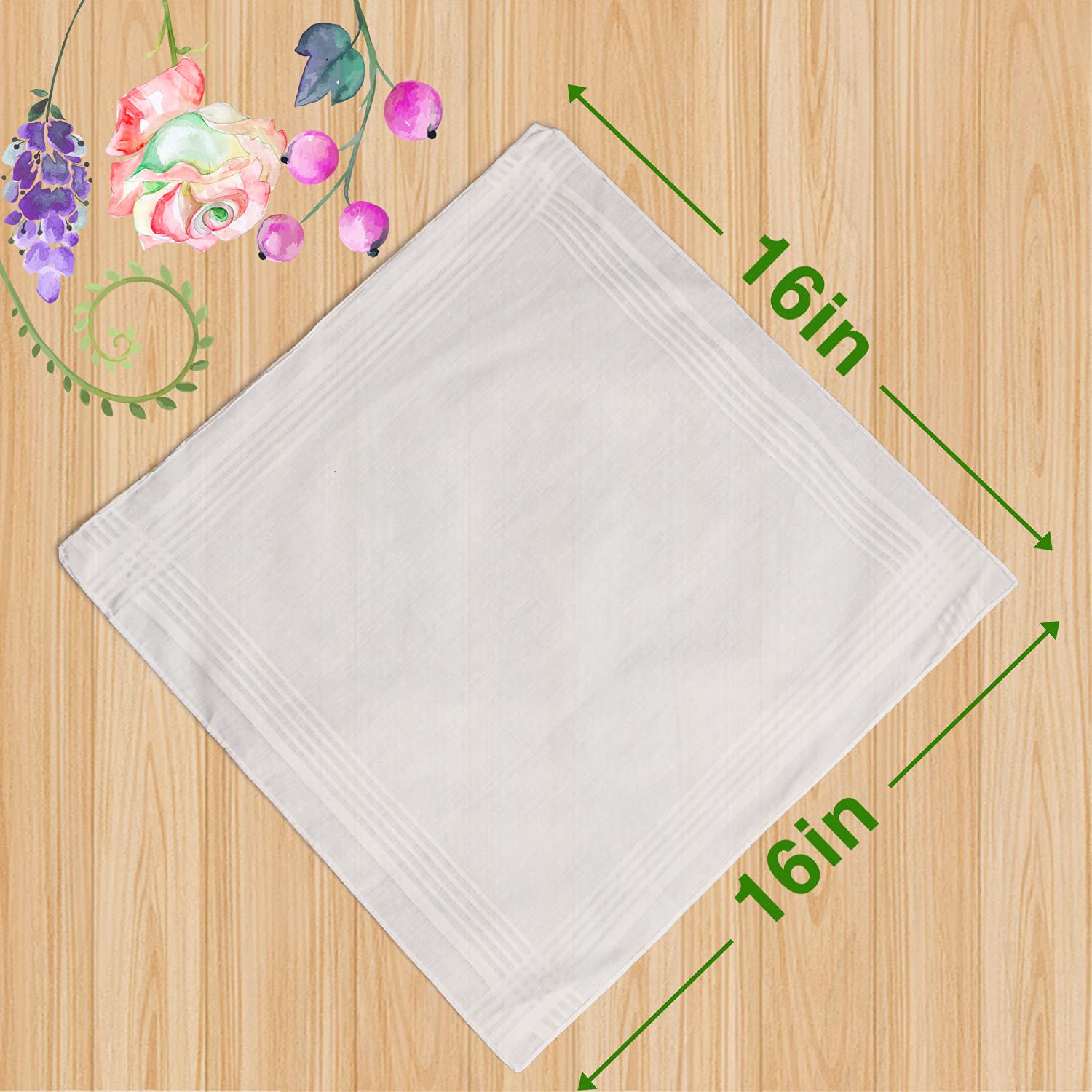 Scotamalone Men's Handkerchiefs 100% Soft Cotton White Hankie Hankerchieves