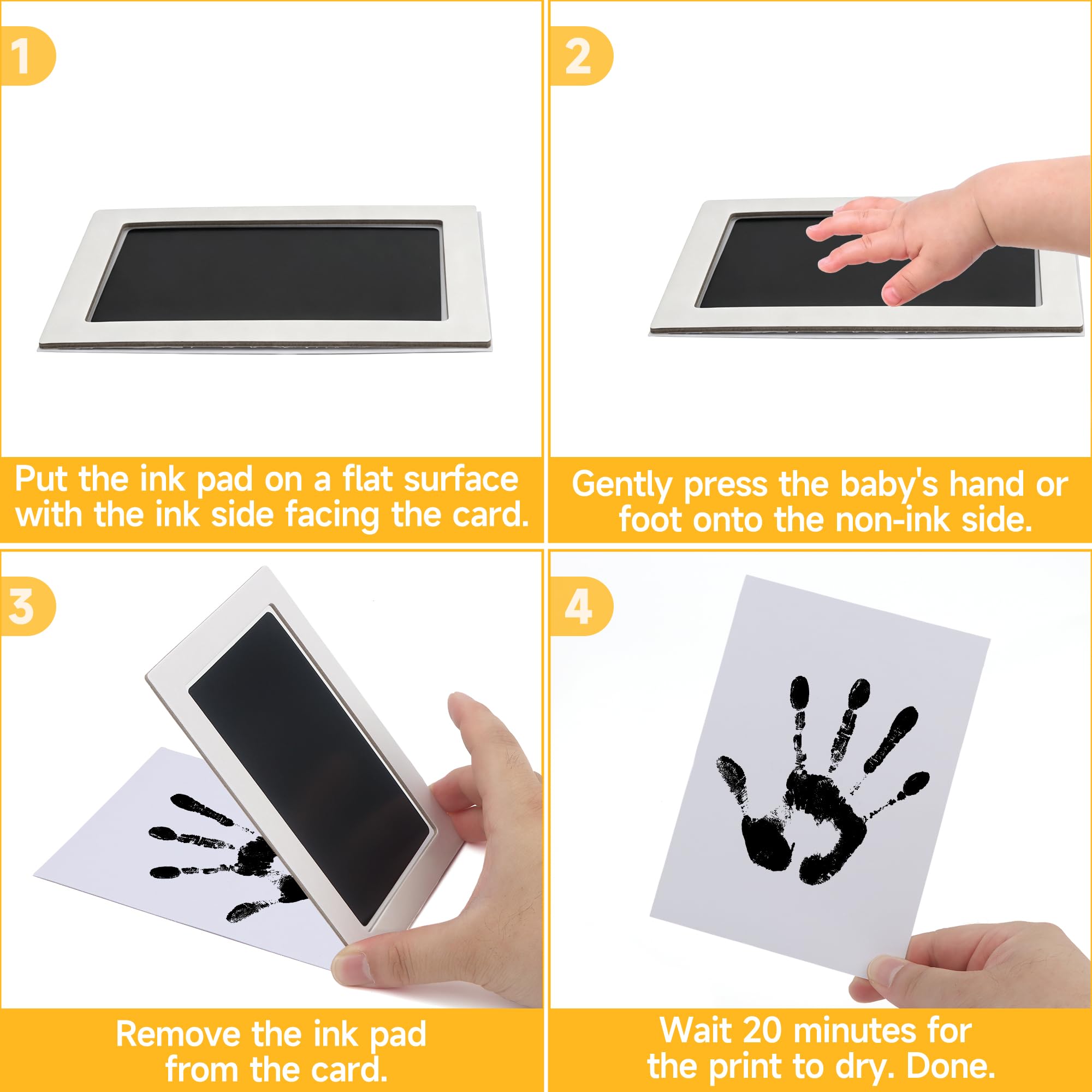 4-Pack Inkless Baby Hand and Footprint Kit, Clean-Touch Ink Pad for Newborn Keepsake, Dog Nose & Paw Print Kit, Mess-Free Print Ink Pad for Babies and Pets