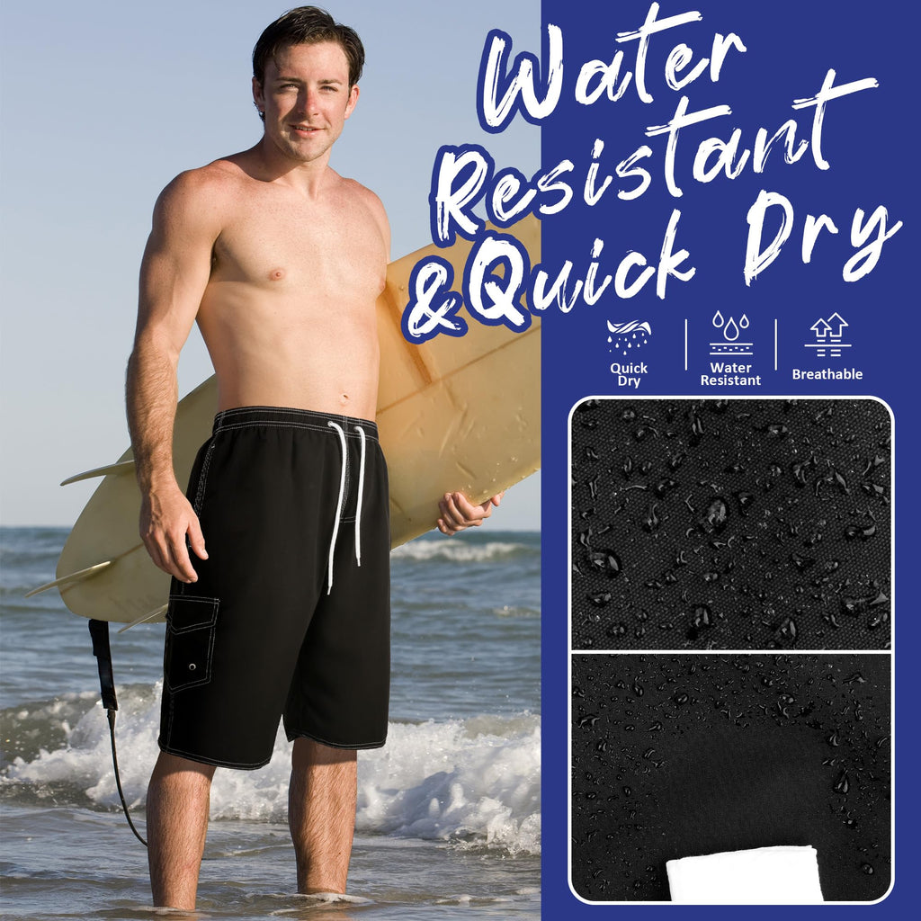 Scotamalone Mens Swim Trunks Swimming Trunks Swim Shorts Swimsuit Trunks Swimwear Quick Dry with Mesh Lining Bathing Suits Black