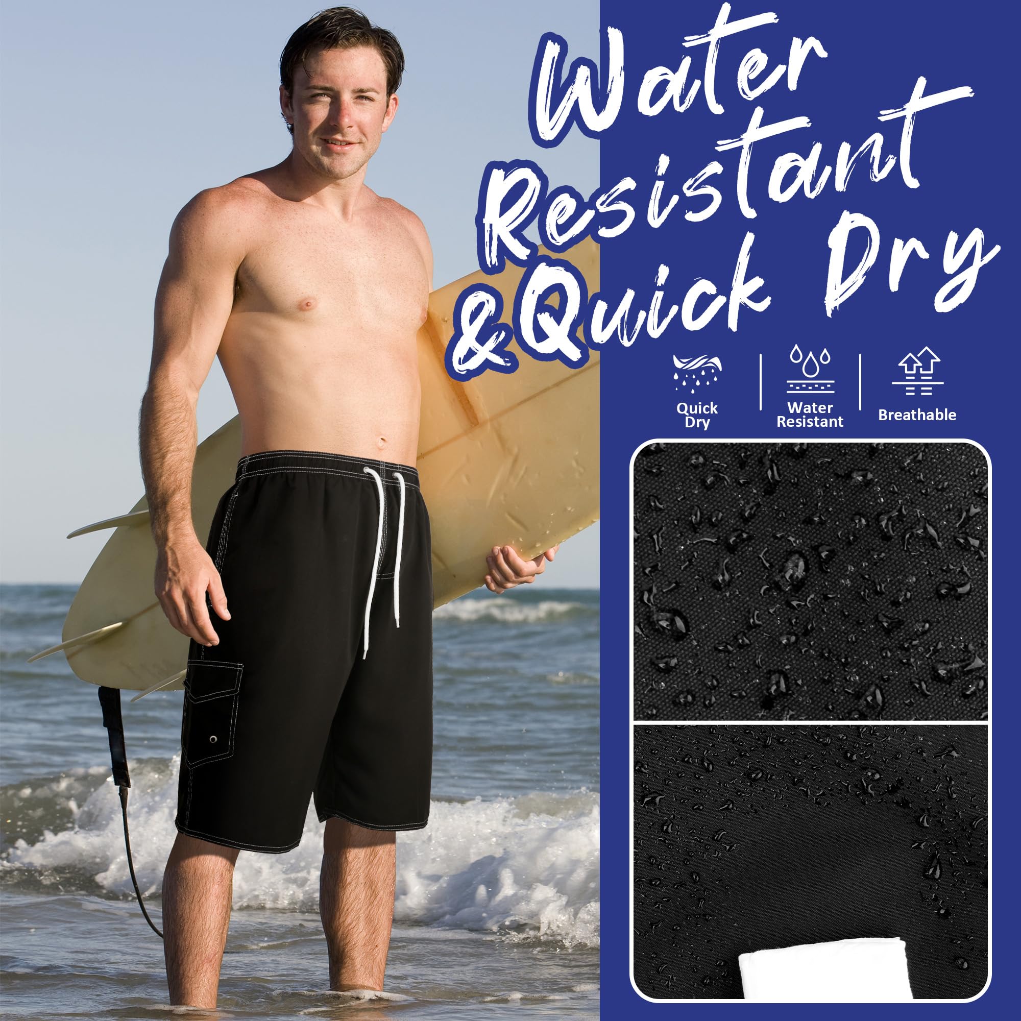 Scotamalone Mens Swim Trunks Swimming Trunks Swim Shorts Swimsuit Trunks Swimwear Quick Dry with Mesh Lining Bathing Suits Black