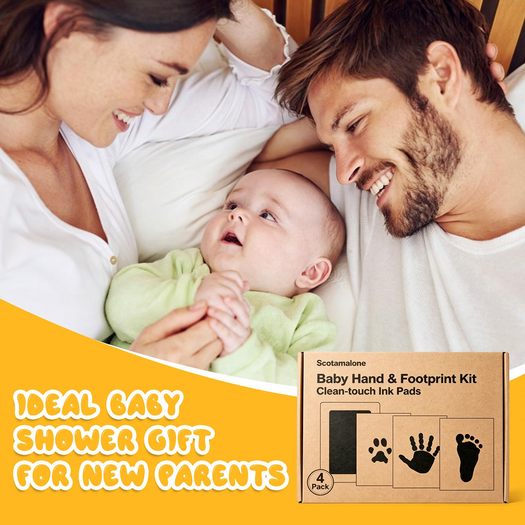 4-Pack Inkless Baby Hand and Footprint Kit, Clean-Touch Ink Pad for Newborn Keepsake, Dog Nose & Paw Print Kit, Mess-Free Print Ink Pad for Babies and Pets