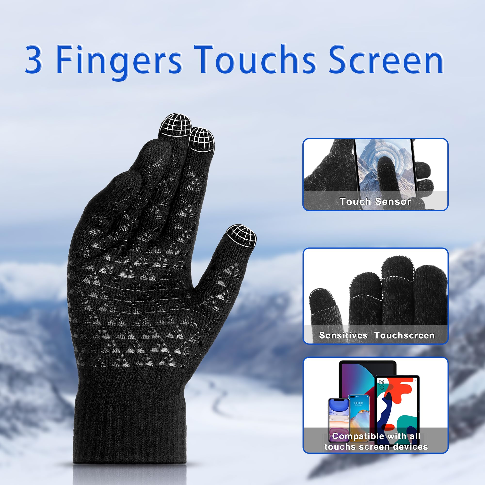 Driving Hiking Running Touchscreen Winter Gloves Men Women for Cold Weather