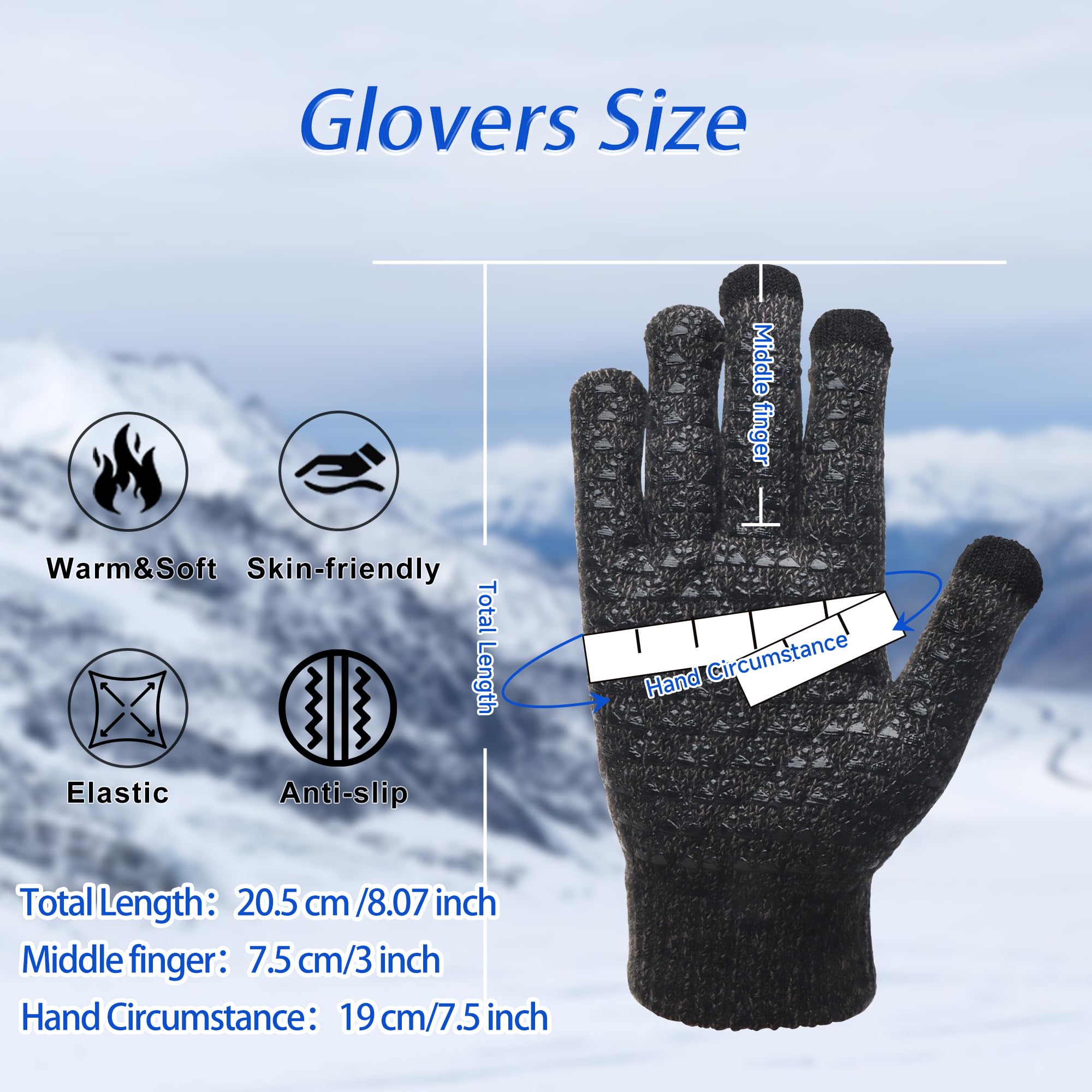Driving Hiking Running Touchscreen Winter Gloves Men Women for Cold Weather
