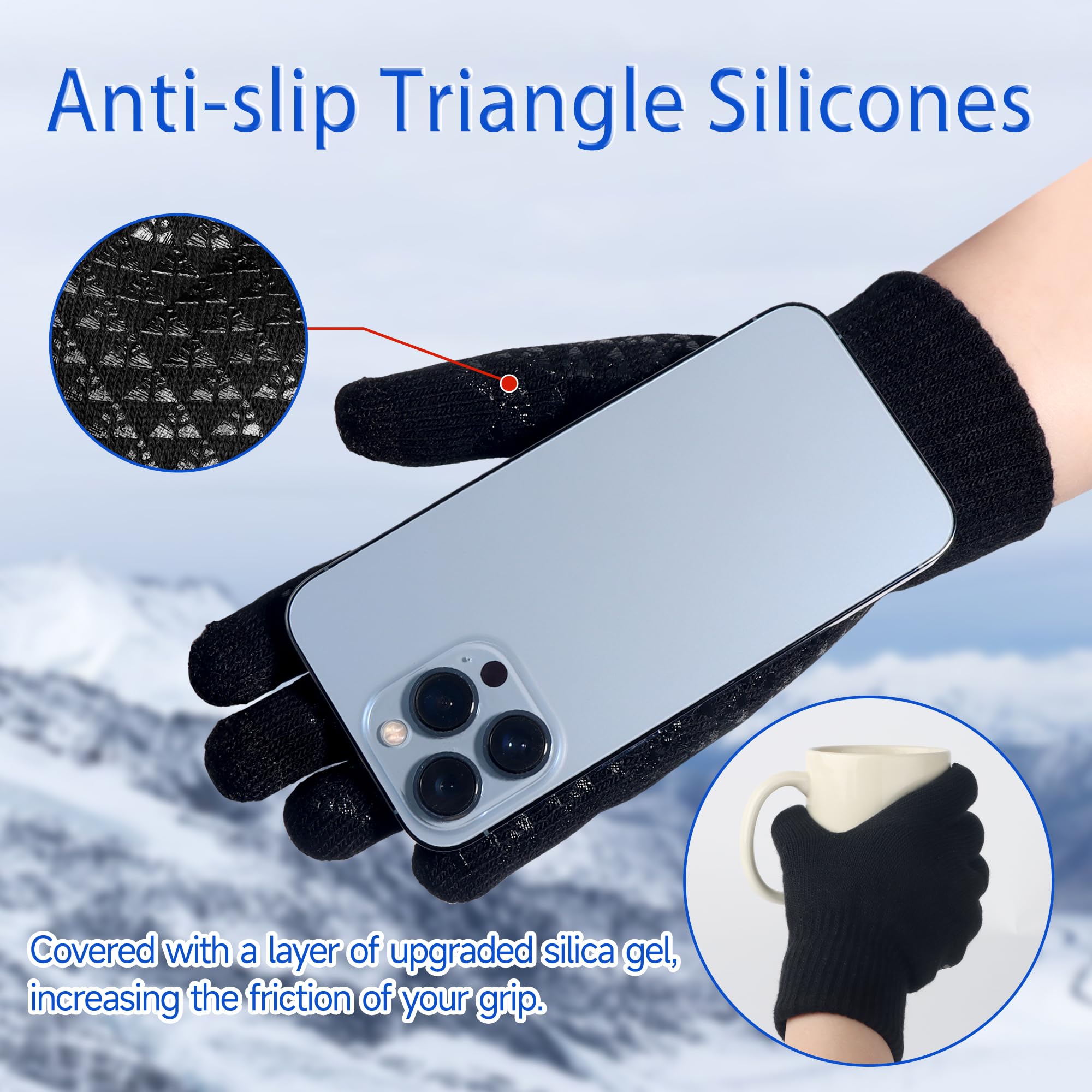 Driving Hiking Running Touchscreen Winter Gloves Men Women for Cold Weather